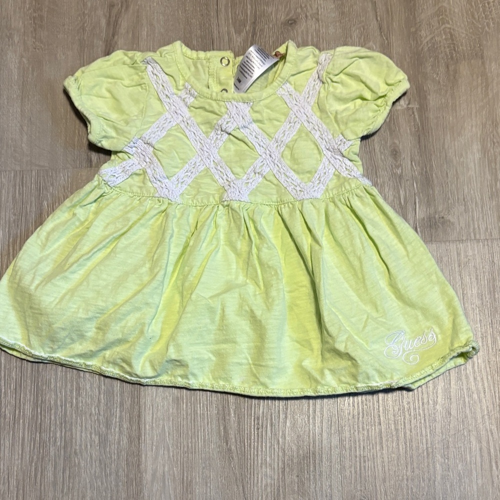 Guess Light Green Baby Dress with White Lace